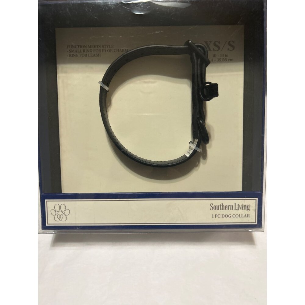 Southern Living XS/S Black Dog Collar Black 10-14 Inch